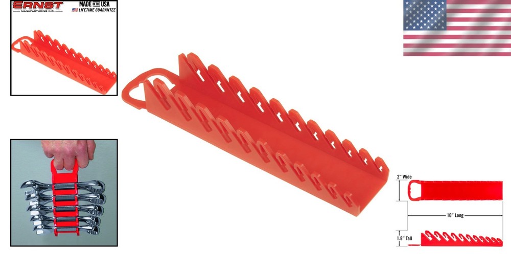 Ernst Red Stubby Wrench Organizer with Folding Handle - Ultimate Tool Storage