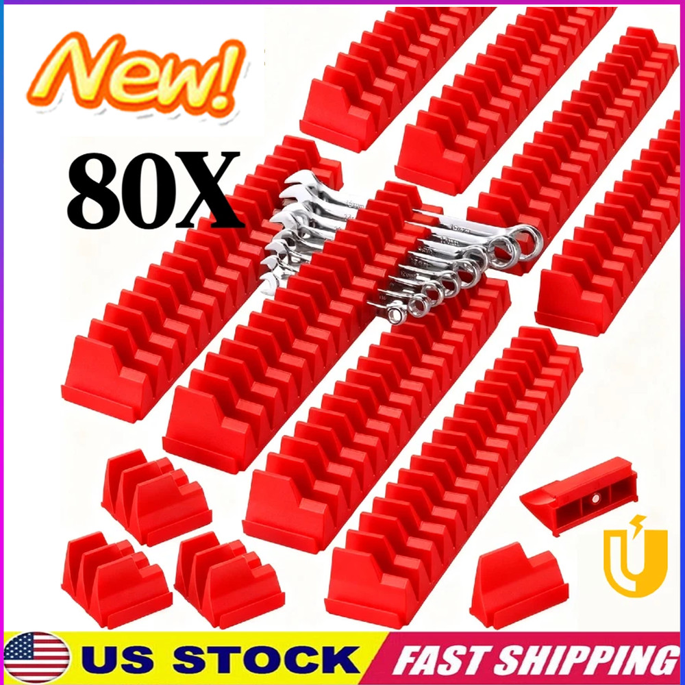 40-80PCS Magnetic Modular Wrench Organizer Compact Tool Storage Slots Hold Tools