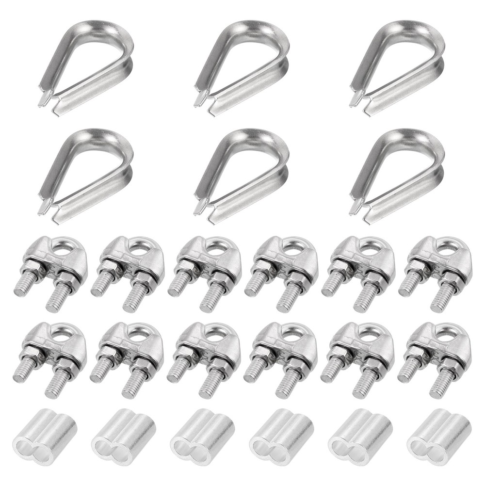 24Pcs M5 Wire Rope Accessory Set for 3/16" Dia Wire Rope, Cable Clip Clamp Kit