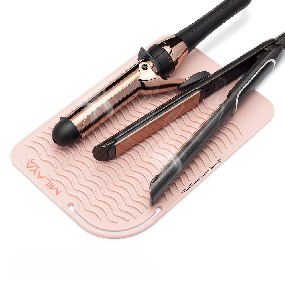 Heat Resistant Vanity Mat – Large Silicone Tool Protector in Rose Gold