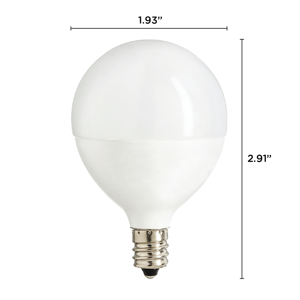 3 Pack LED G16.5 Globe Light Bulb 5W =40W Dimmable Candelabra E12 Vanity Frosted