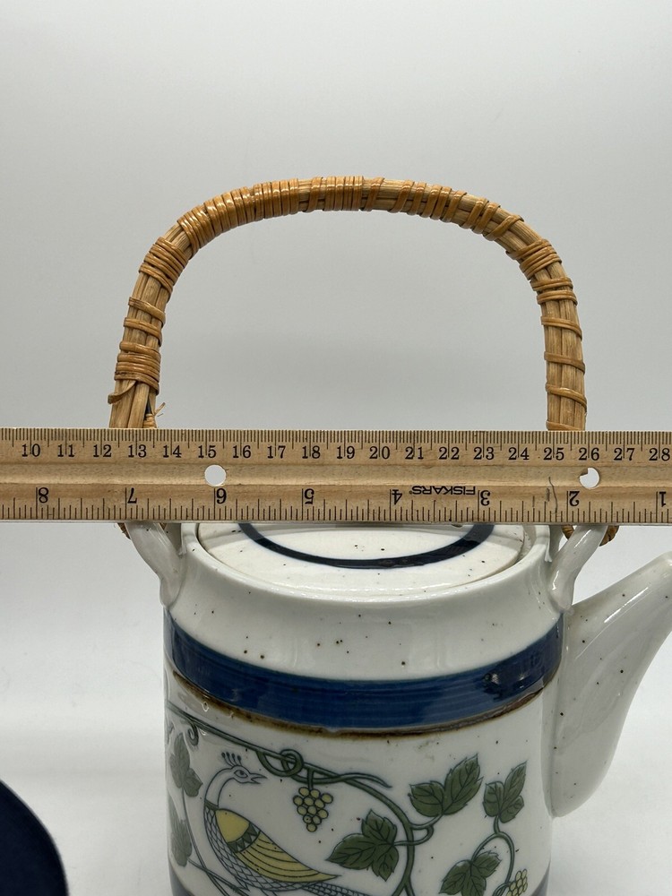 Otagiri Ceramic Peacock Rattan Teapot