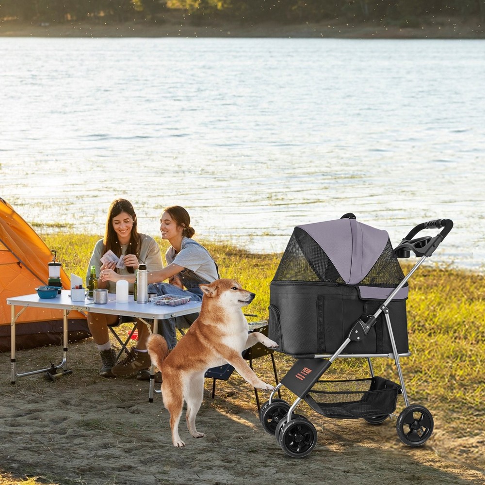 Pet Stroller 35 lbs Weight Capacity Foldable Dog Stroller Cart 4 Wheels Ca