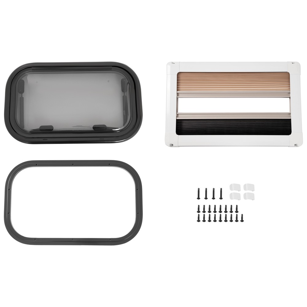 RV Window 20"X12" Aluminum RV Exit Window Glass Push Out Window W/ Blind Screen