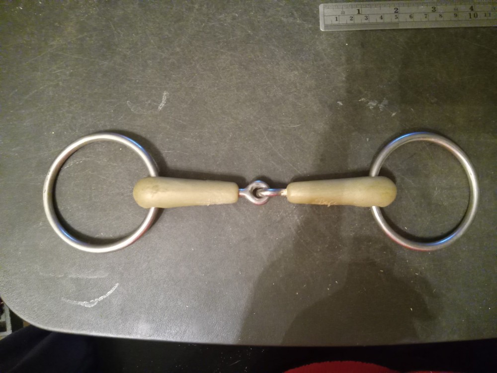 used loose ring snaffle bit 5 in mouth flex rubber plastic