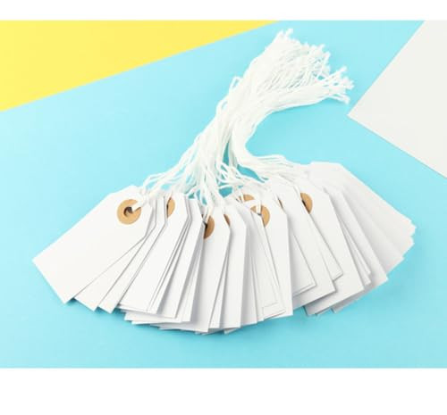 150 Pack White Blank Tags with String Marking Hang Tags Attached Reinforced