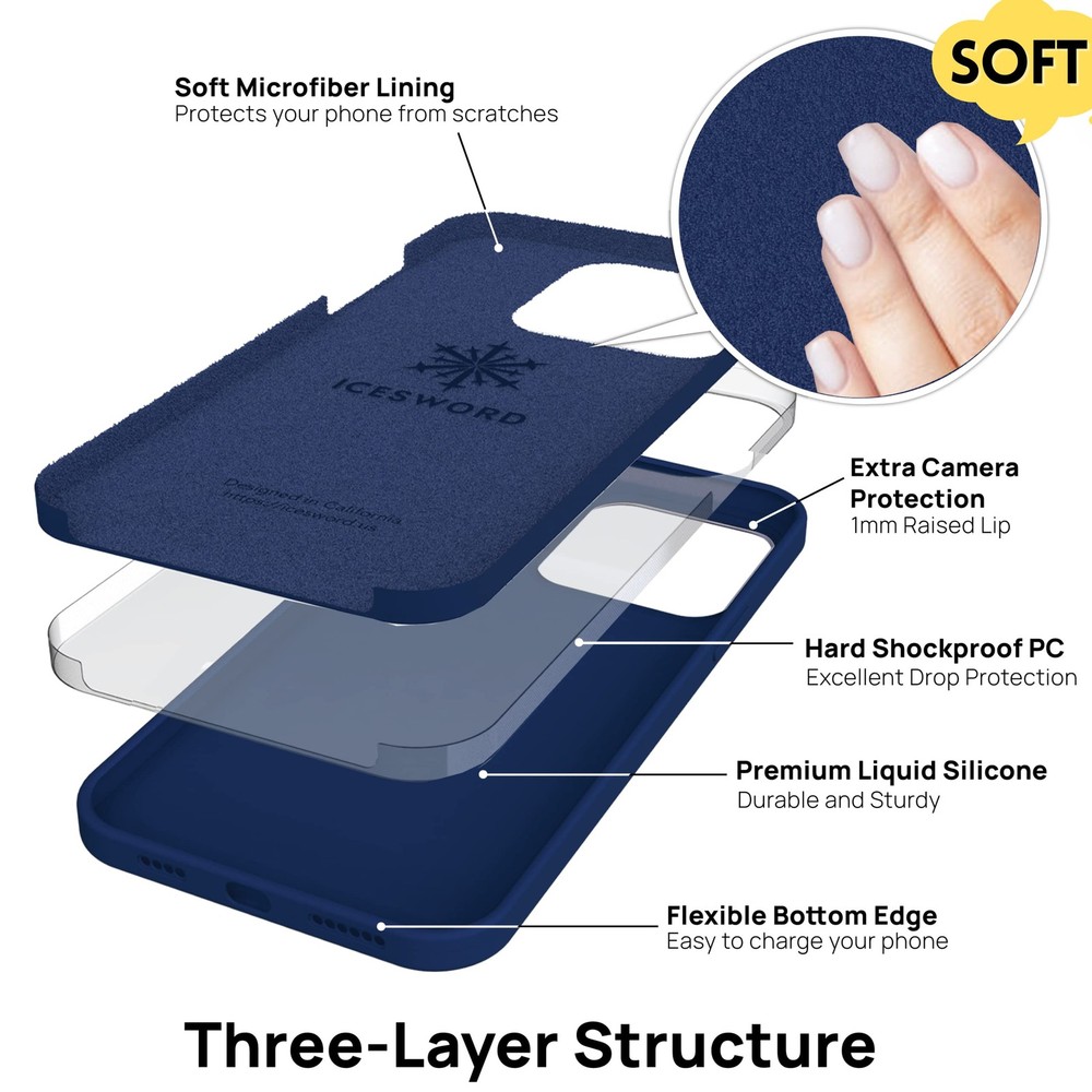 IceSword Blue Liquid Silicone Slim Protective Case for iPhone 15