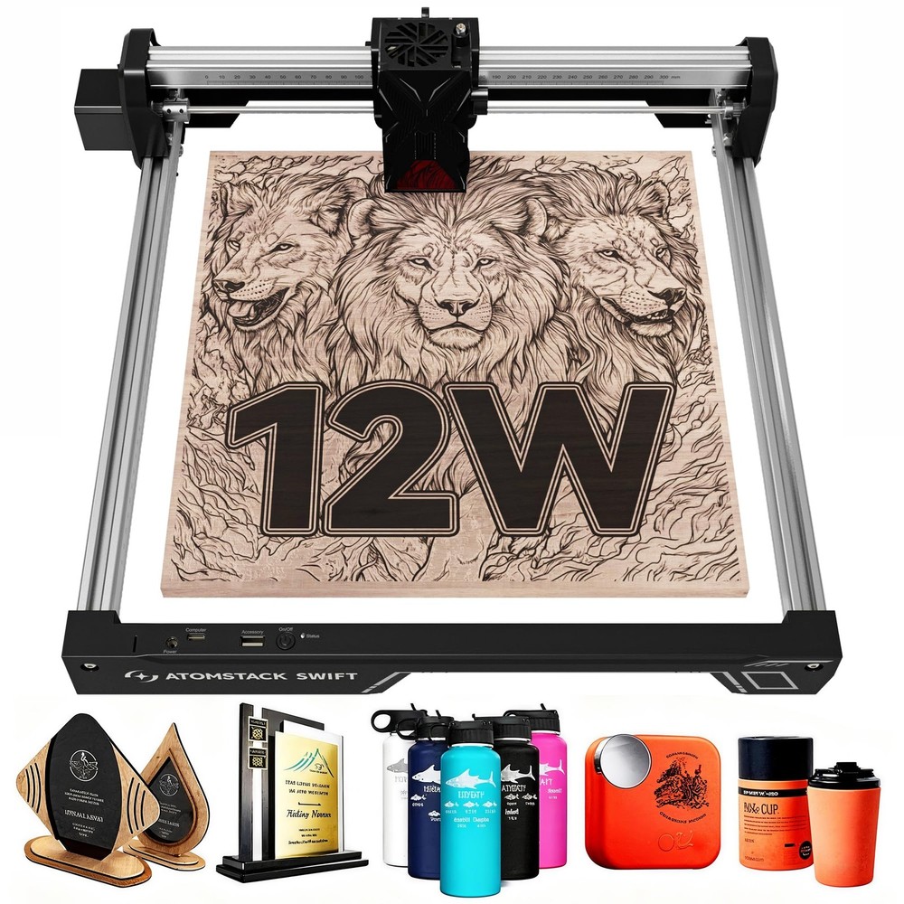ATOMSTACK Swift 12W Laser Engraver, Black, 12w Black