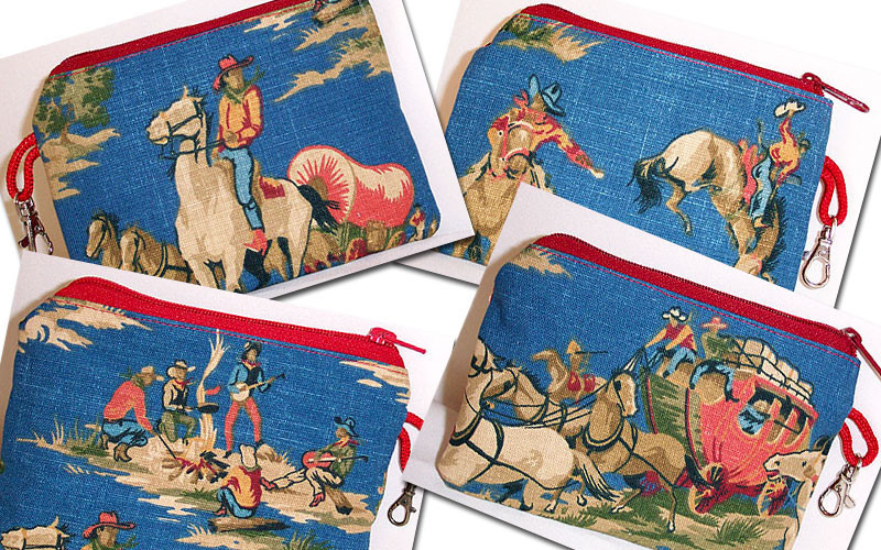 Rustic Blue Cowboy Purse (7" X 5") - 4 Diff Scene/Print Variations Available