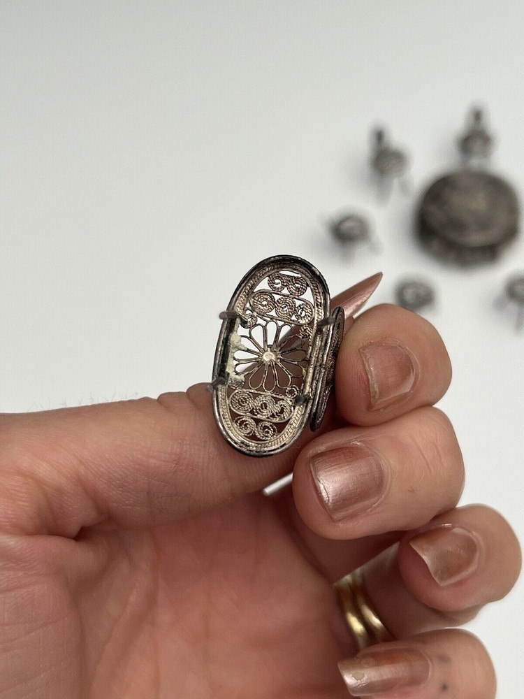 Filigree Miniature Chairs Bench Made of SILVER