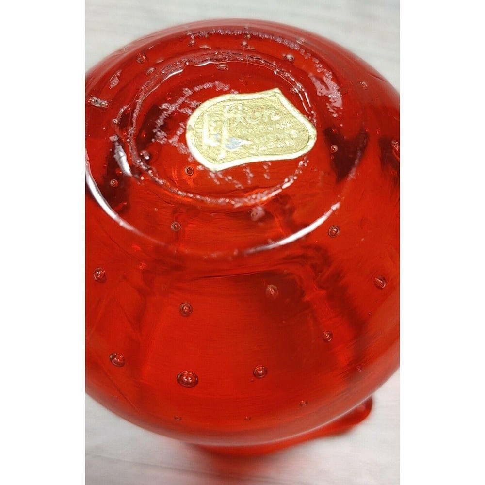 Lefton Red Glass Controlled Bubbles Creamer Hand Blown Mini Pitcher Handle VTG
