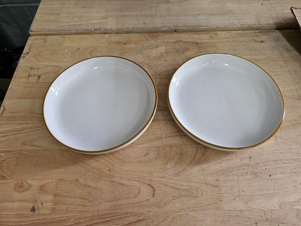 4 PACK - 8" Salad Plates - Over&Back Options Dinnerware Stoneware Speckled White