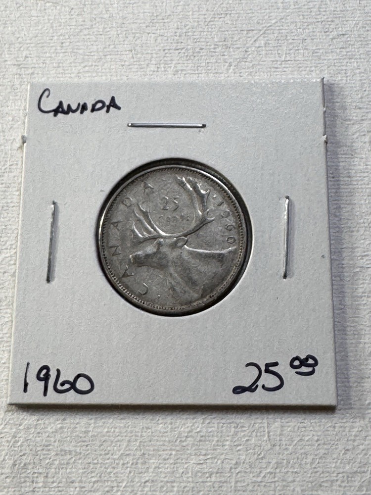 1960 Canada 25 Cents Silver Coin