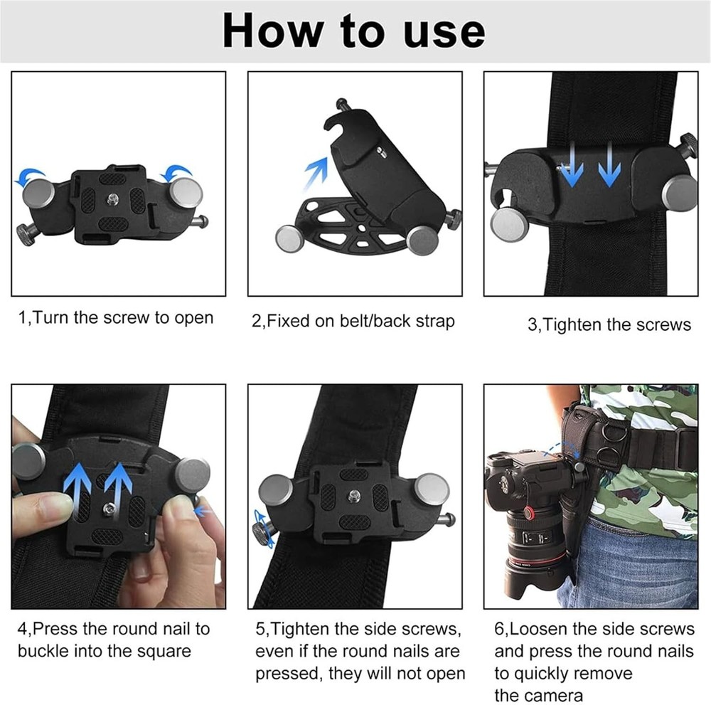 Camera Quick Release Plate with 1/4" Screw Thread for Backpack Strap DSLR Camera