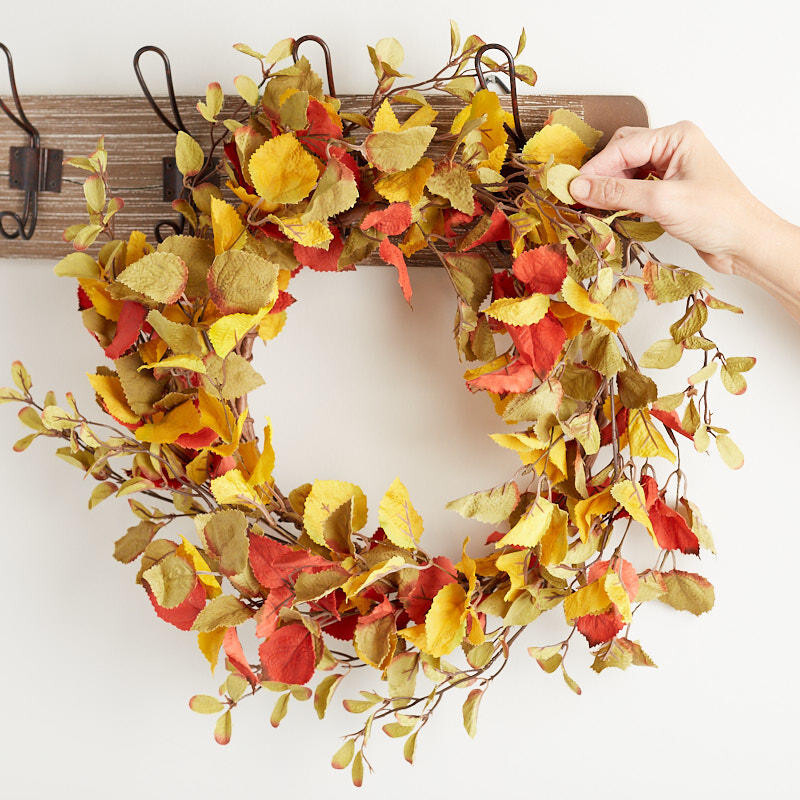 20" Artificial Assorted Fall Colored Leaves Wreath