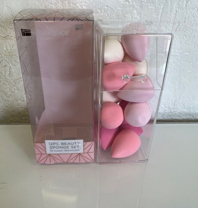 Thinkspace Beauty Blending Sponge Set 12-Piece Plus Clear Organizer