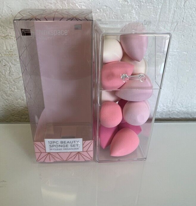 Thinkspace Beauty Blending Sponge Set 12-Piece Plus Clear Organizer