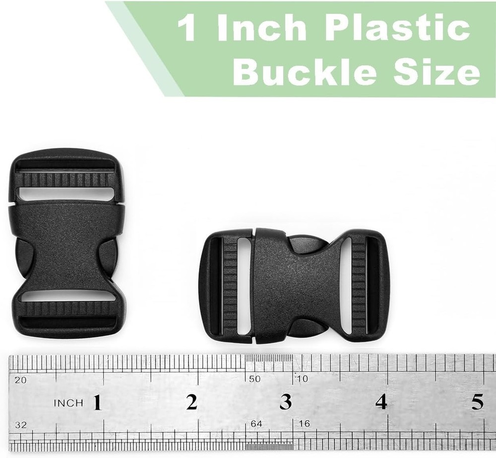 Adjustable 1" Inner Dia. Plastic Buckles - Quick Release for Camping & Collars