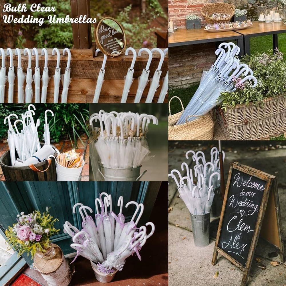 Umbrella Wedding Style Stick Umbrellas Large Windproof Bubble 16PCS
