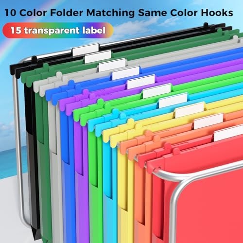 10 Pack Letter Size Hanging File Folders, Plastic Hanging File Folders,