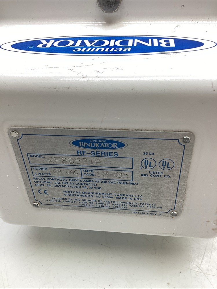 Bindicator RF-SERIES RF805G1A 120VAC Level Indicator