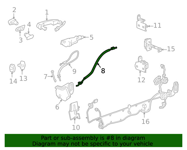 Genuine GM Front Side Door Inside Handle Cable 23422886
