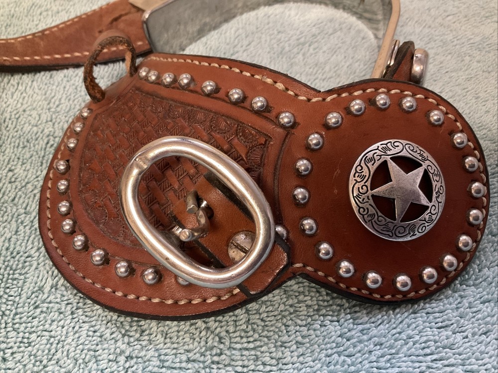 Vintage Tooled Leather Spurs Full Set NICE