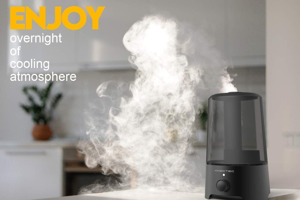 Ultrasonic Humidifier with Auto Shut-Off – Silent 360° Black Diffuser