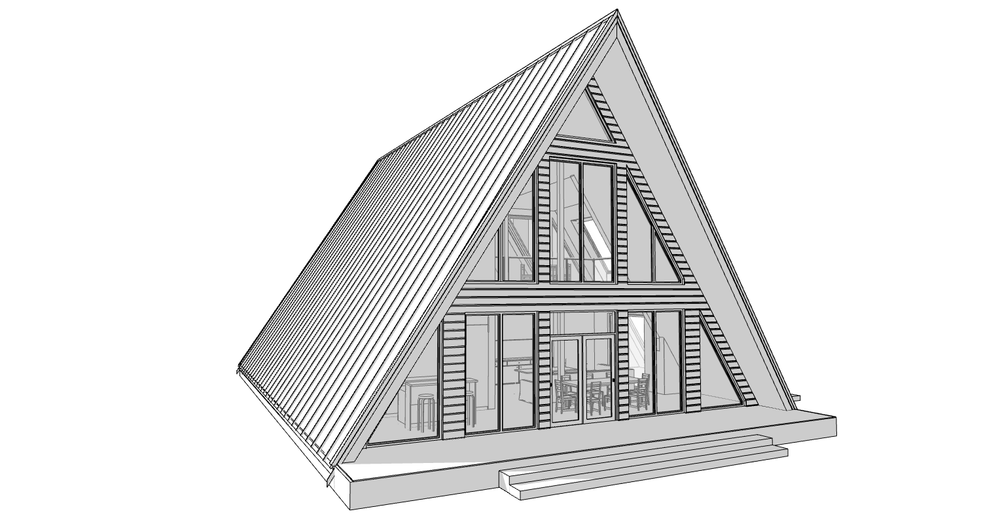 64’x50’ 2-Beds 3-Baths Charming A-Frame Architectural Build Plans PDF Download