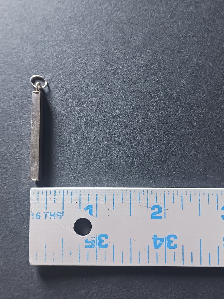 Vtg Sterling Silver Vertical Rectangular 1.75" Bar Pendant Minimalist