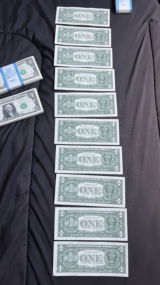 Rare Uncirculated Sequential $1 Bills w/ Multiple Printing Errors - 1 each