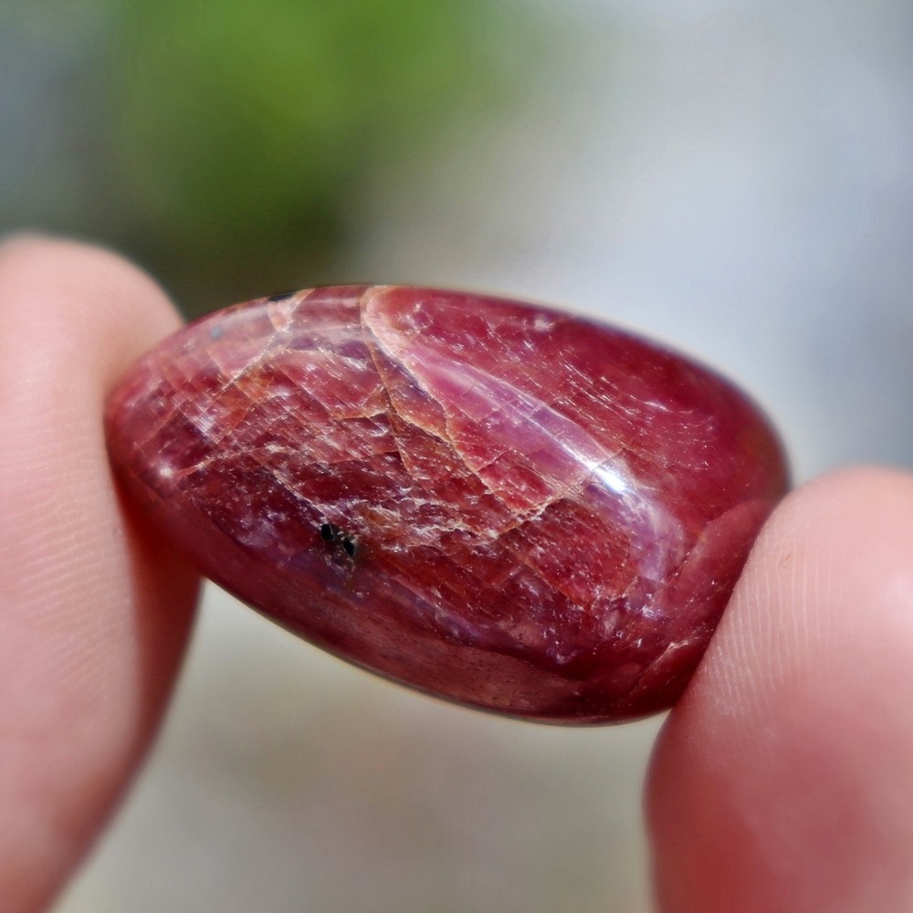 Tumbled Stone: Ruby, Red Corundum from India, Fluorescent (RUB54)