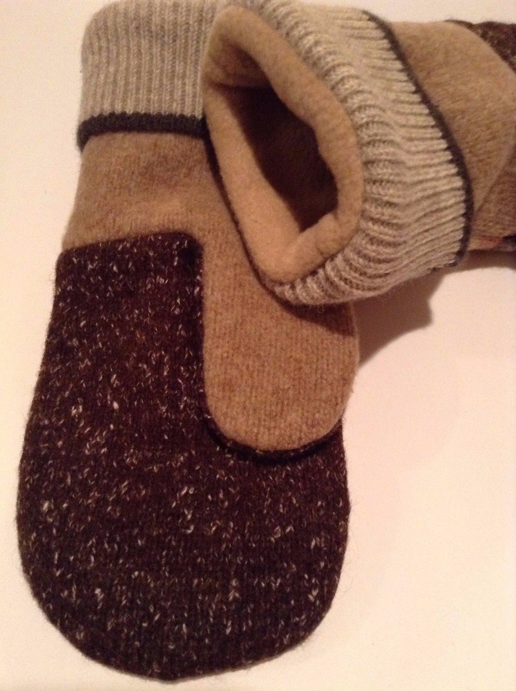Handmade Wool Mittens from Upcycled Sweaters-Fleece Lined up-cycled wool