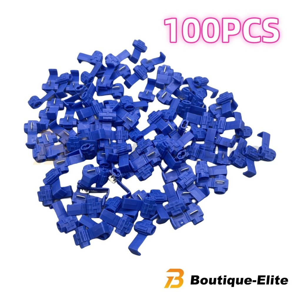 100-PCS Blue Electrical Cable Connectors Quick Splice Lock Wire Terminals Crimp