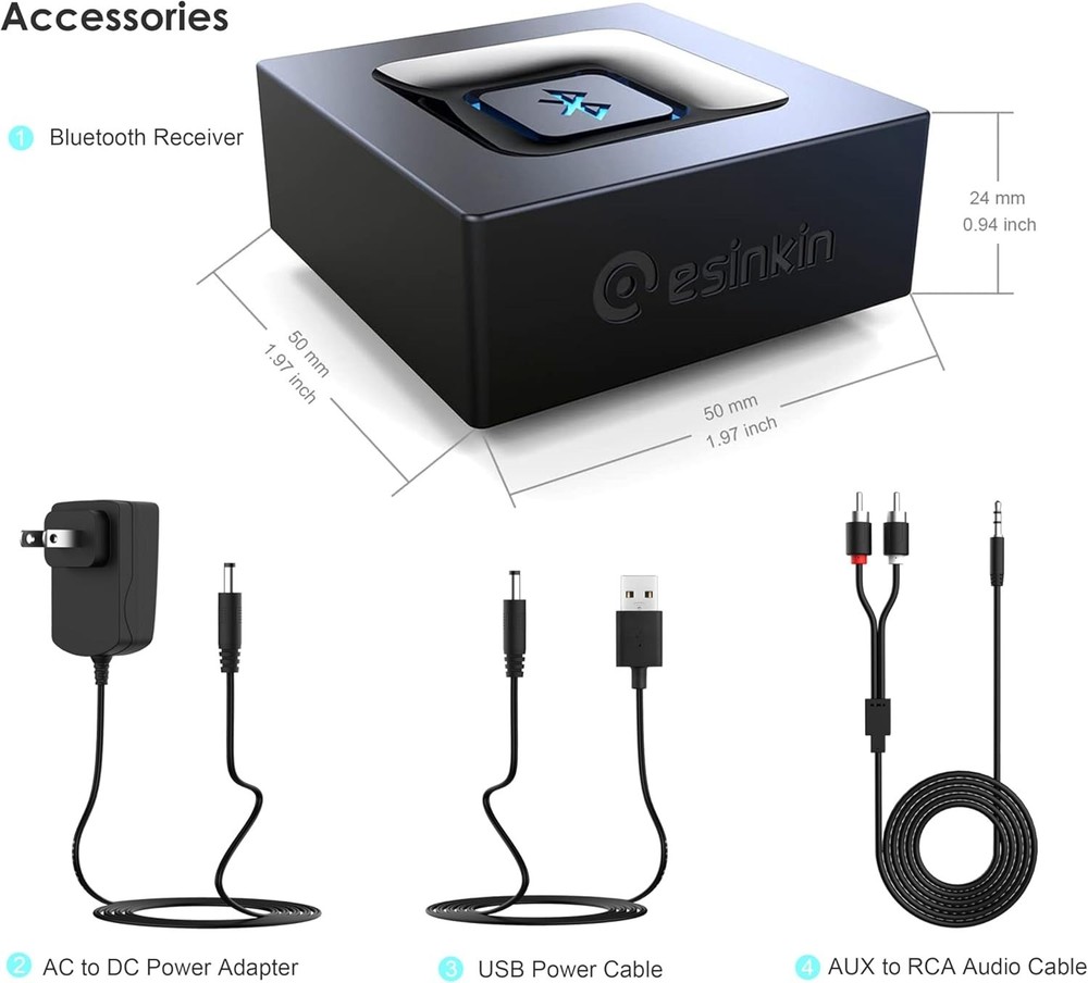 Versatile Bluetooth Audio Receiver for Easy Wireless Connection - 30-40 ft Range