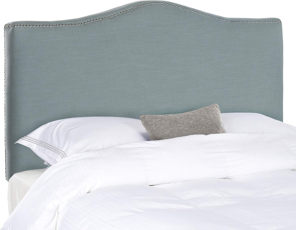Sky Blue Camelback Headboard with Silver Nailhead - Full Size