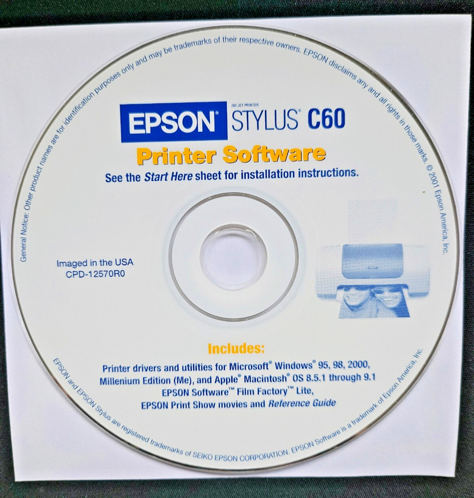 EPSON Stylus C60 Series Printer Software Drivers and Utilities Disc
