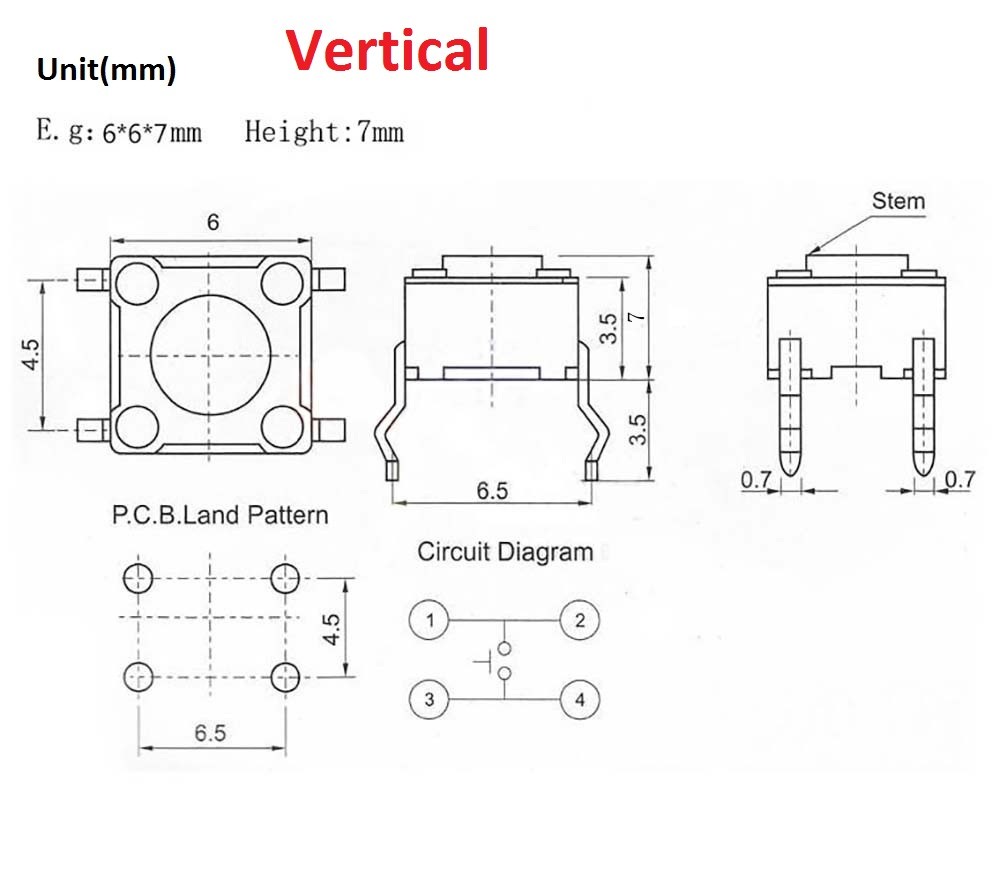Momentary Tactile Push Button Switch Vertical/SMD/Horizontal Mini Micro PCB