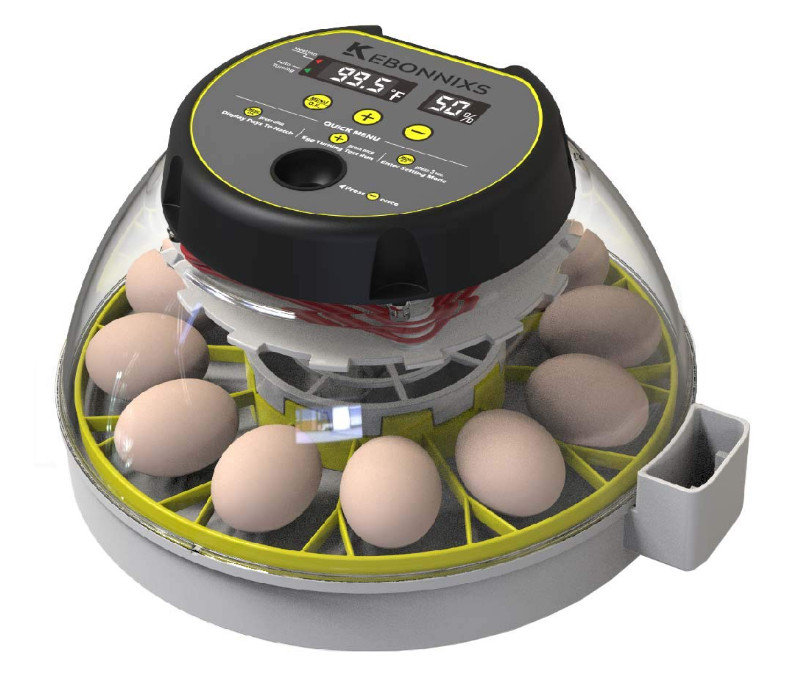 12 Egg Incubator with Humidity Display, Egg Candler, Automatic Egg Turner