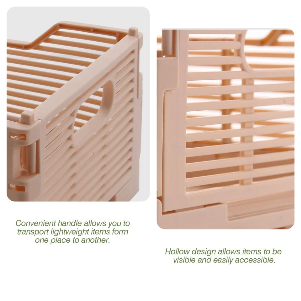 Collapsible Plastic Storage Crates Stackable Set of 4