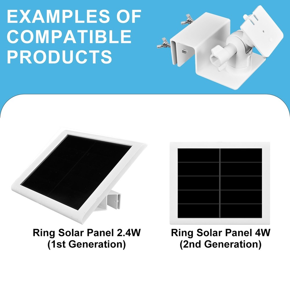 Usngsny Adjustable Solar Panel Gutter Mount for Ring -Easy 1 Pack, 1-PCS