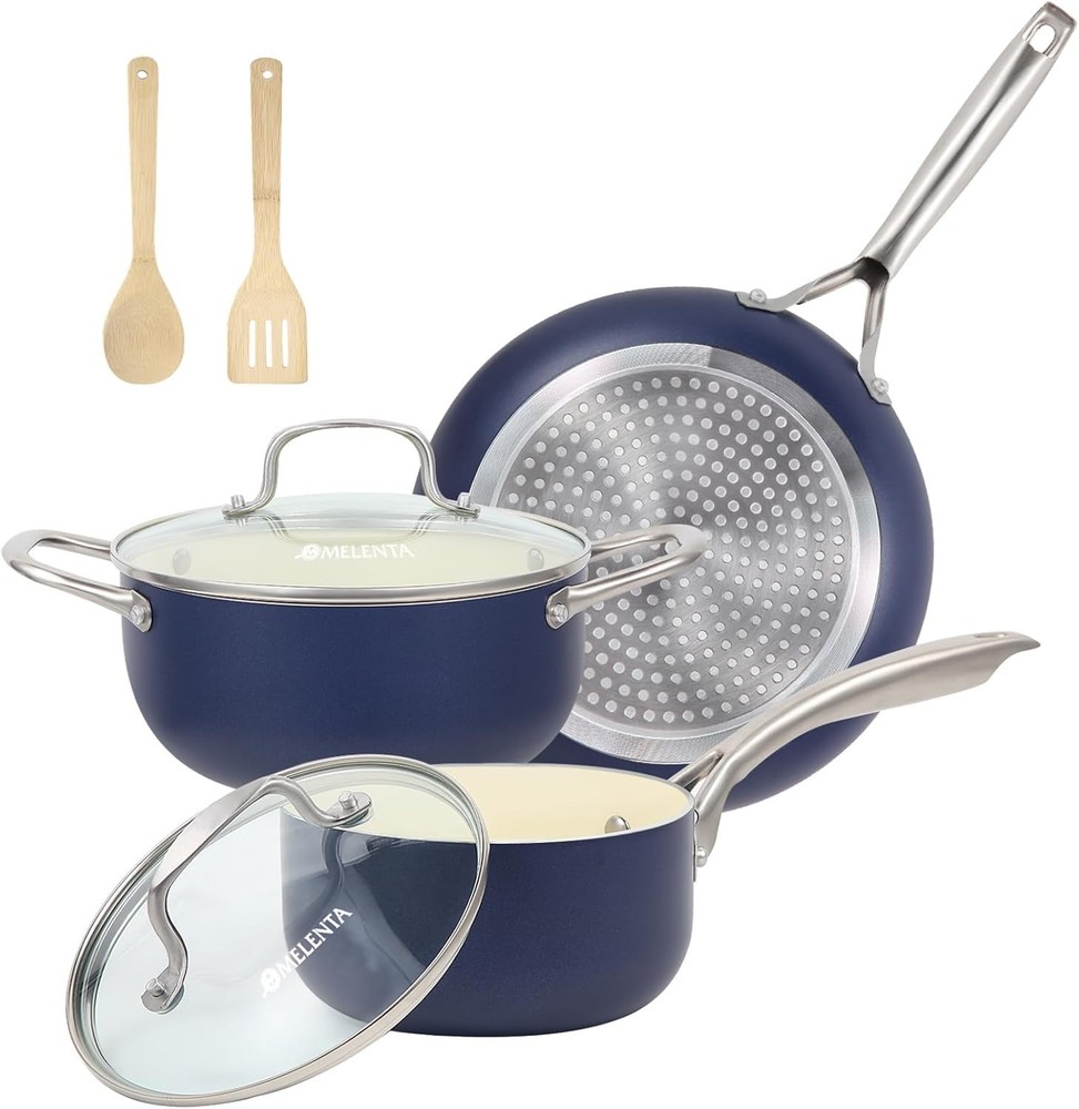 Pots and Pans Set, 7 Piece Nonstick Ceramic Cookware Set, Kitchen Induction C...