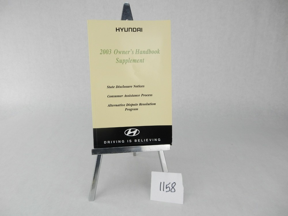 2003 Hyundai Sonata Owners Manual With Binder