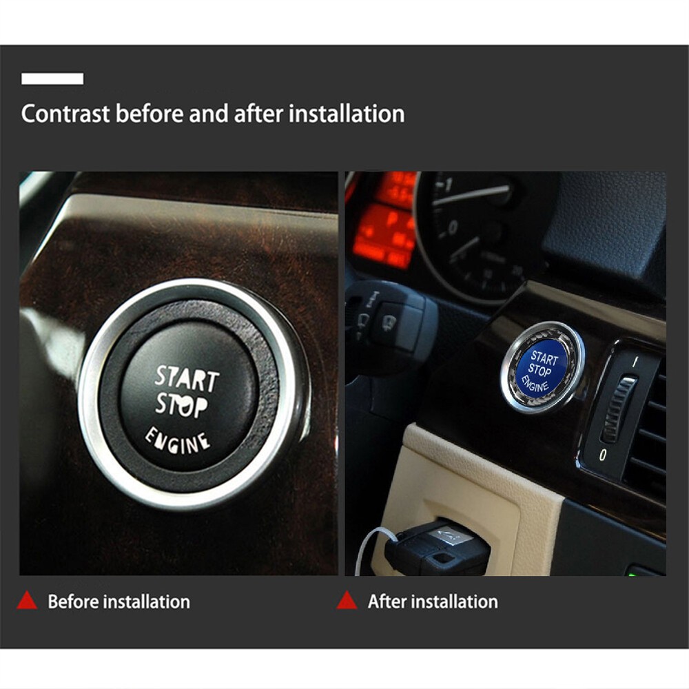 Engine Start Stop Button Replacement With Ring For BMW E90 E92 E93 2009-12 Blue