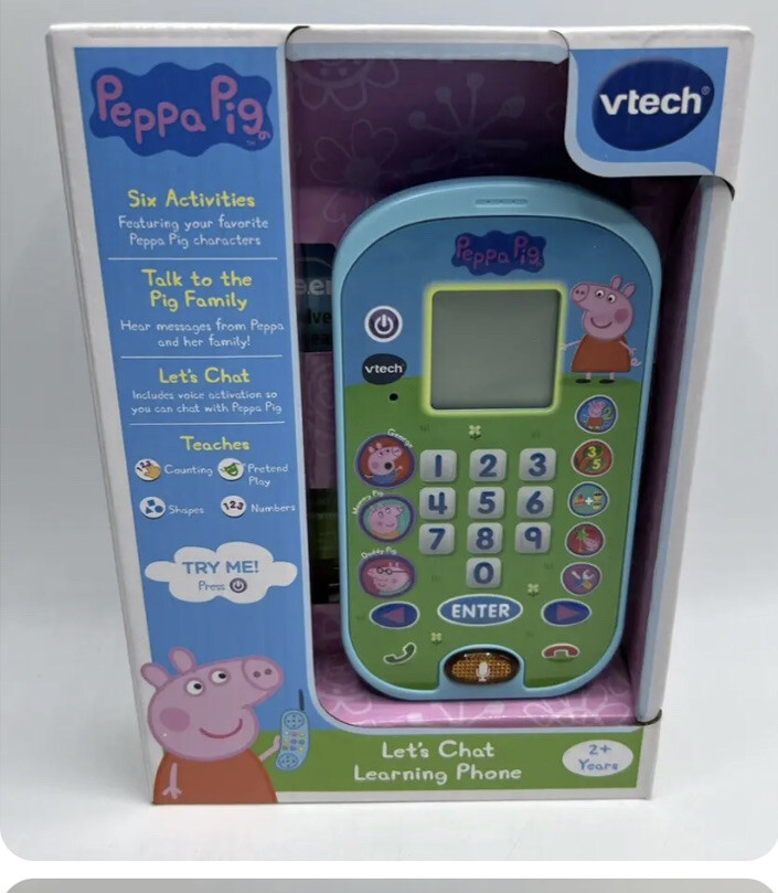 VTech Peppa Pig Let's Chat Learning Phone Teaches Counting, Shapes & More Age 2+