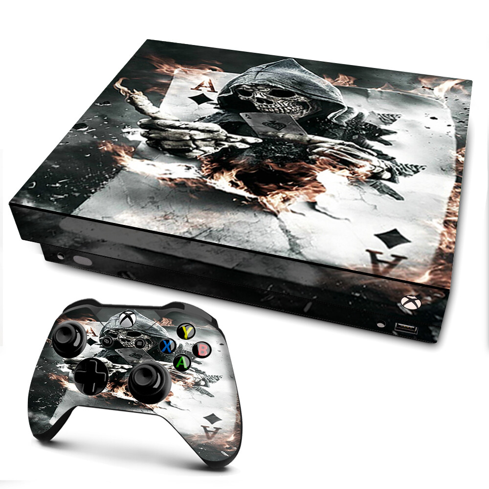 Xbox One X Console Skins Decal Wrap ONLY Ace Diamonds Grim Reeper Skull