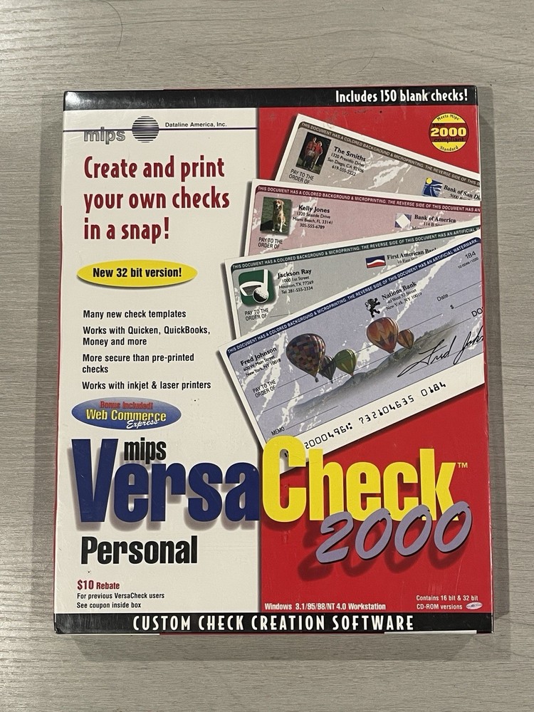 VersaCheck 2000 Personal Custom Check Software PC CD-ROM with 150 Blank Checks