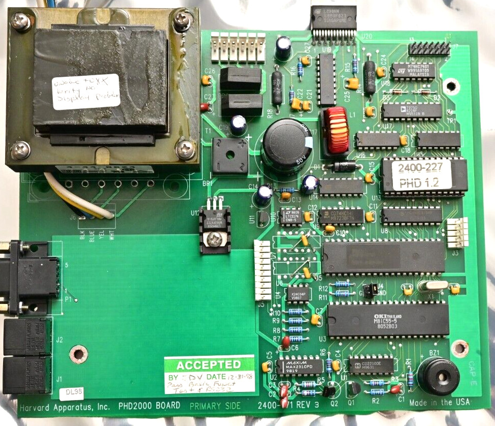 Harvard Apparatus PHD2000 Infusion Pump Controller Main Board Corcom AC Filter