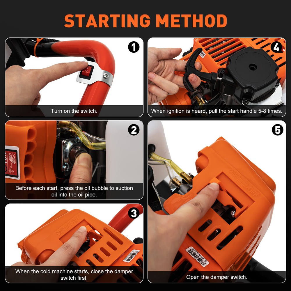 52cc 2Stroke Air-cooled Gas Powered Earth Auger Digging Machine Post Hole Digger