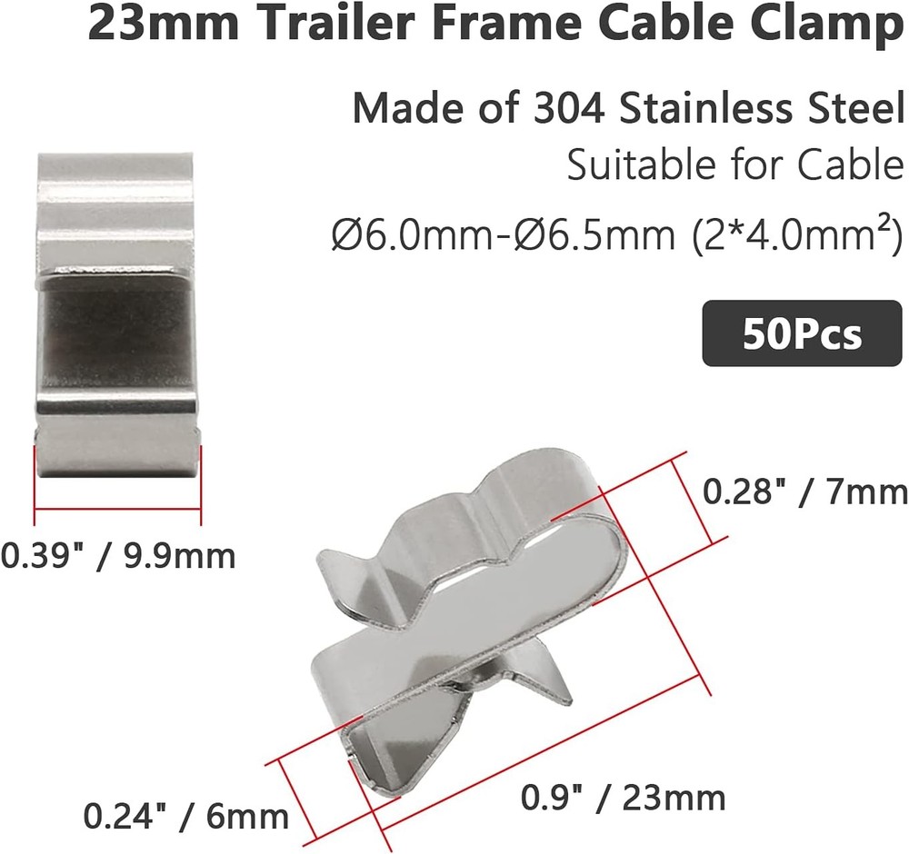 50Pcs Trailer Frame Wire Clips, 23mm Length Solar Double (50Pcs)